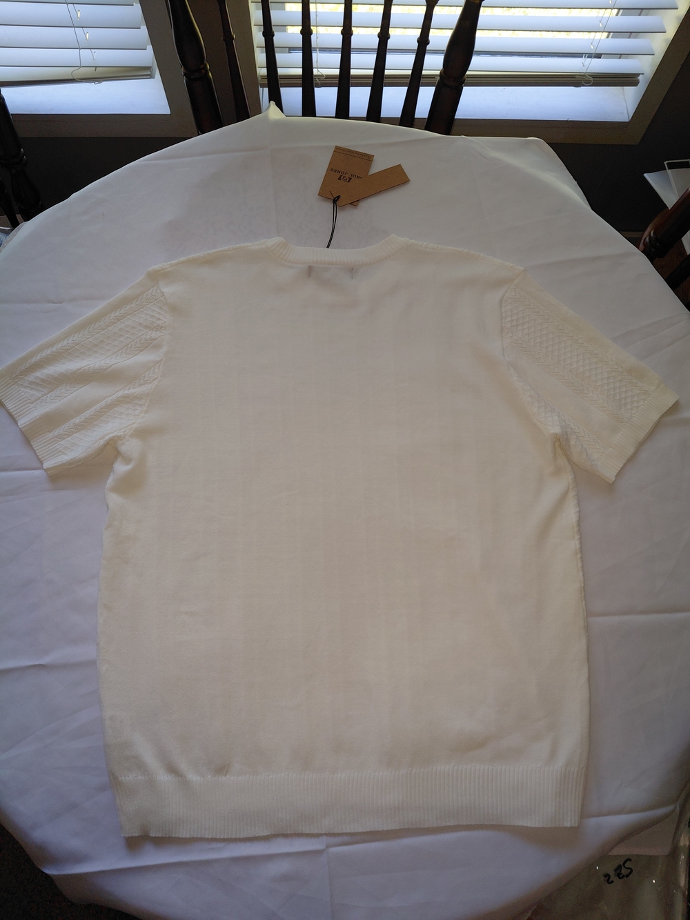 NWT Sz L PJ Paul Jones Textured Cable Knit CrewNeck CREAM Sweater Lightweight - Picture 11 of 12